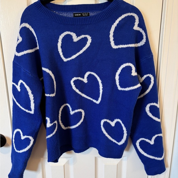SHEIN Sweaters - Blue Heart Sweater Womens Medium